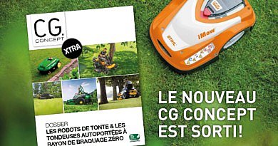 nouveau CG Concept dossier XTRA robots de tonte professionnels secteur vert belge tondeuses autoportées à rayon de braquage zéro machines jardins espaces verts paysagistes de jardin architecture entretien entretenier constructeurs revendeurs trucs astuces inspirations conseils robot CG Concept magazine