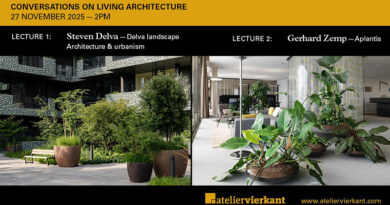 Le jeudi 27 novembre 2025, Atelier Vierkant organise à Ostende une après-midi inspirante consacré à l’avenir du végétal dans et autour des bâtiments. Sous l’intitulé Conversations on Living Architecture, deux experts de premier plan – Steven Delva (DELVA Landscape Architecture & Urbanism) et Gerhard Zemp (Aplantis) – partageront leur vision du nature-inclusive design (design écologique inclusif), de l’écologie urbaine et des nouvelles approches de la végétalisation.