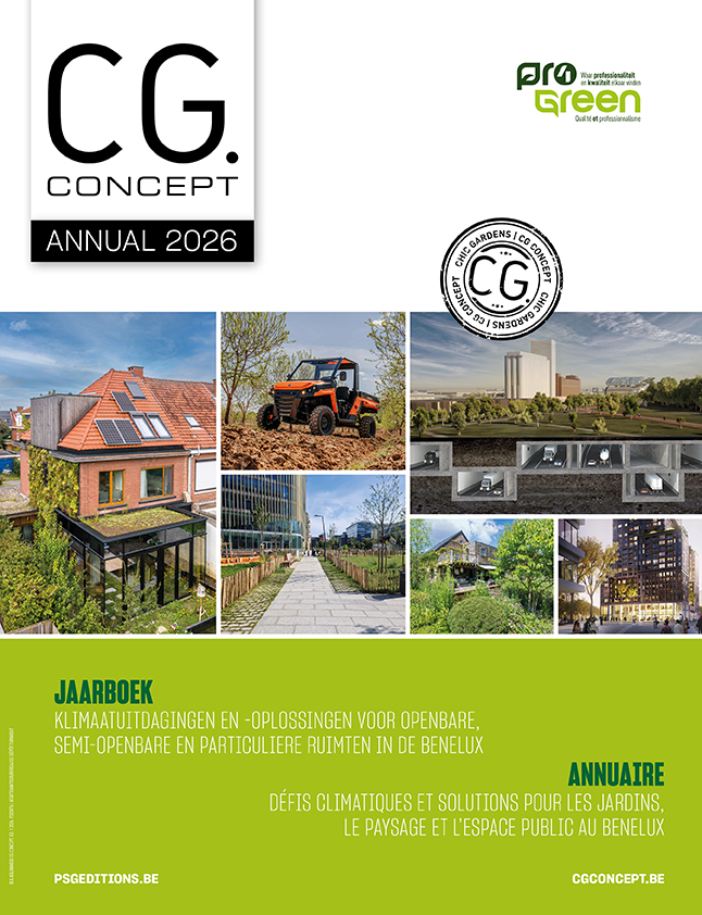CG Concept Annuaire 2026 : les défis climatiques et solutions pour le secteur des espaces verts publics, sémi-publics et privés au Benelux.